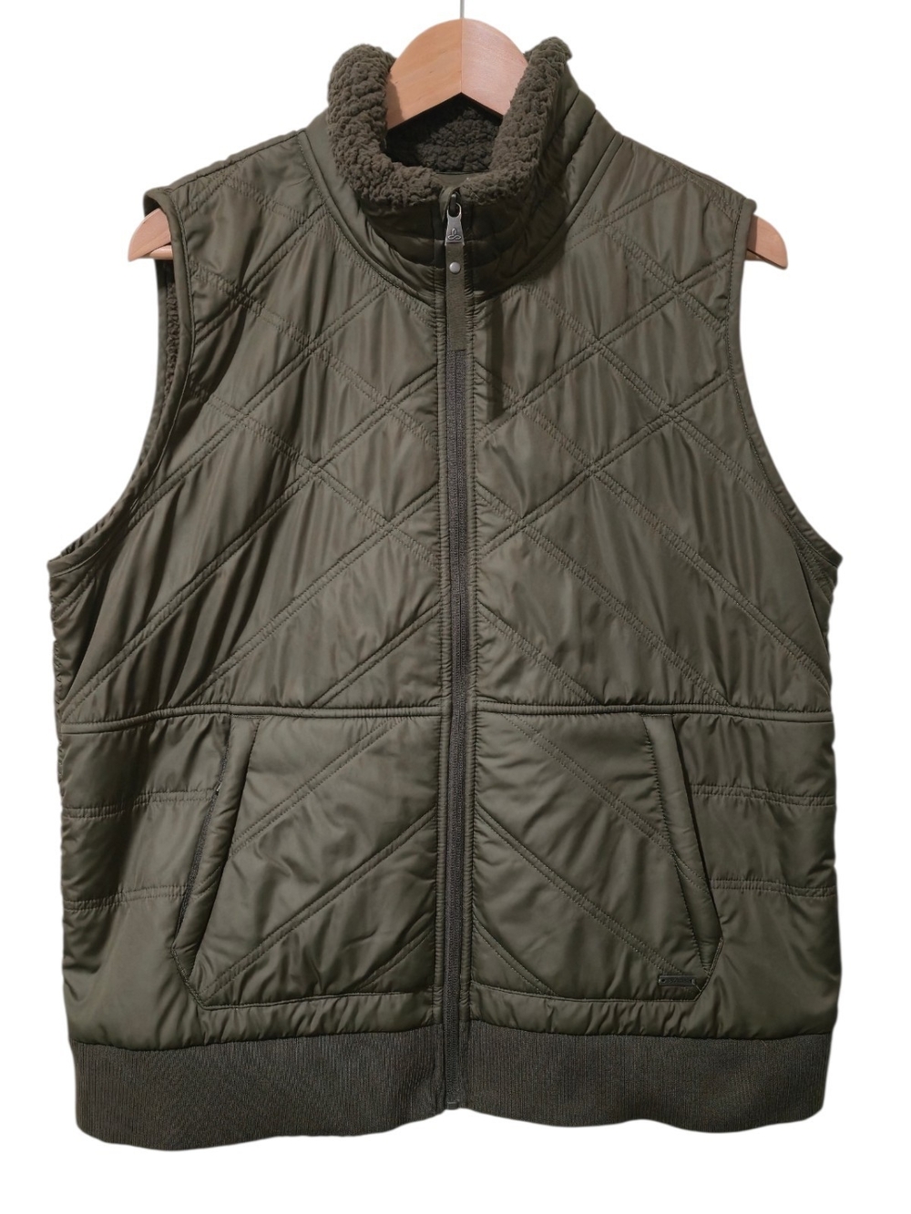 Prana Esla Quilted Fleece-Lined Puffy Vest Wom XL Slate Green DWR Gorpcore Soft